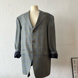 Burberry Classic Blue and Gray Check Blazer
